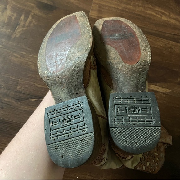 Corral Lace Overlay Leather Square Toe Cowgirl Boots - Picture 5 of 11